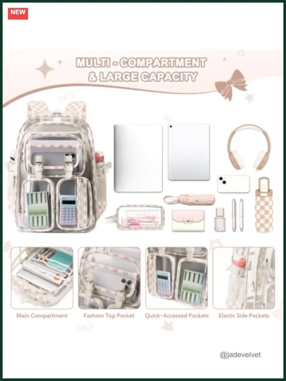 Clear Backpack Set with Lunch Bag and Pencil Case, Stadium Approved Heavy Duty
